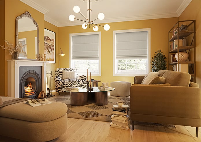 Atina (Blackout), Orange Splash - Motorised Roman Blind - Image 6